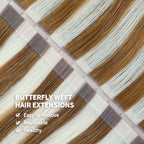 YiliteVip (#P8/60) Light Brown with Blonde Balayage Butterfly Weft Hair Extensions