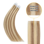 YiliteVip (#P18/613) Ash Blonde Highlights Invisible Tape In Extensions 20Pcs