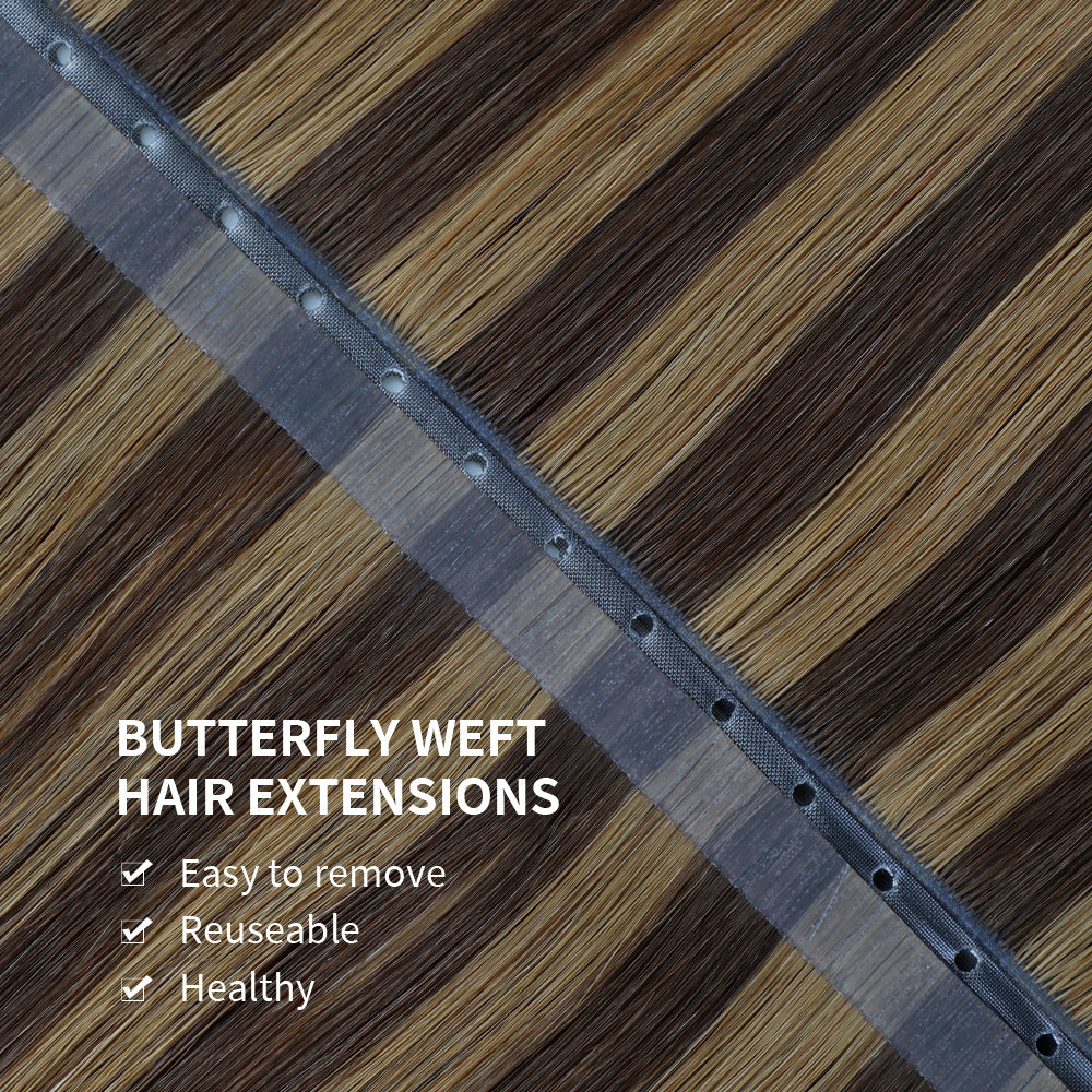 YiliteVip (#P2/6) Darkest Brown Chestnut Balayage Butterfly Weft Hair Extensions