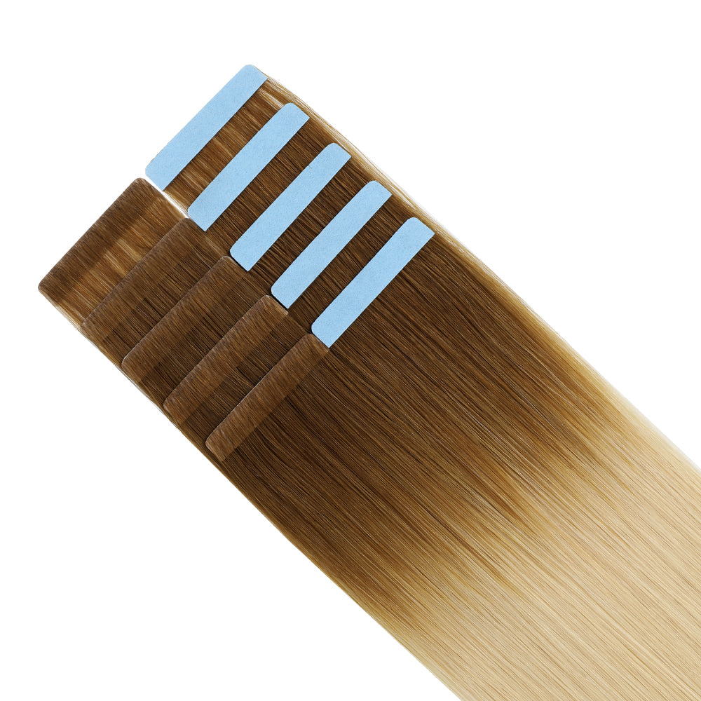 YiliteVip (#T8/60) Light Brown to Platinum Blonde Invisible Tape In Extensions 20Pcs