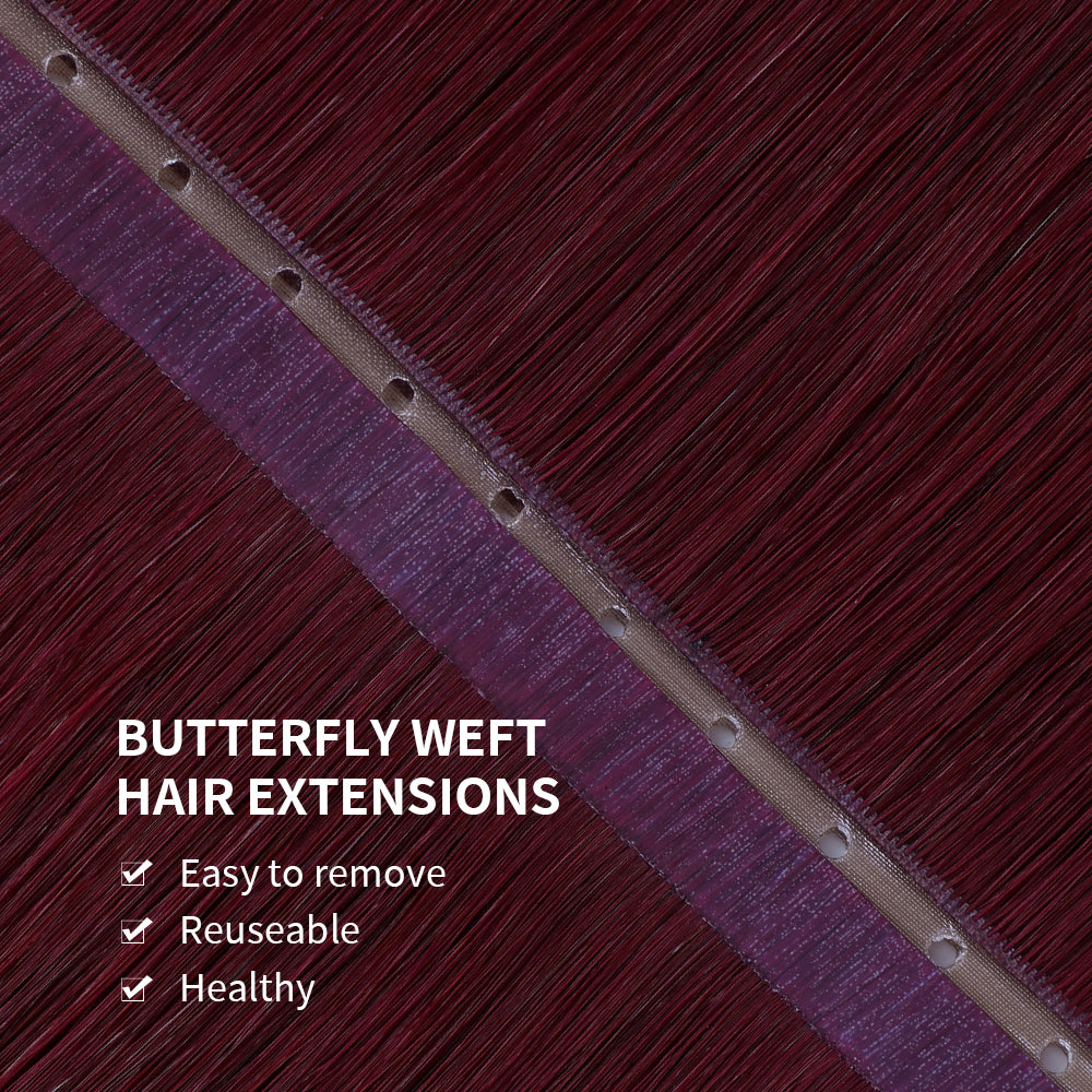 YiliteVip (#99J) Burgundy Butterfly Weft Hair Extensions
