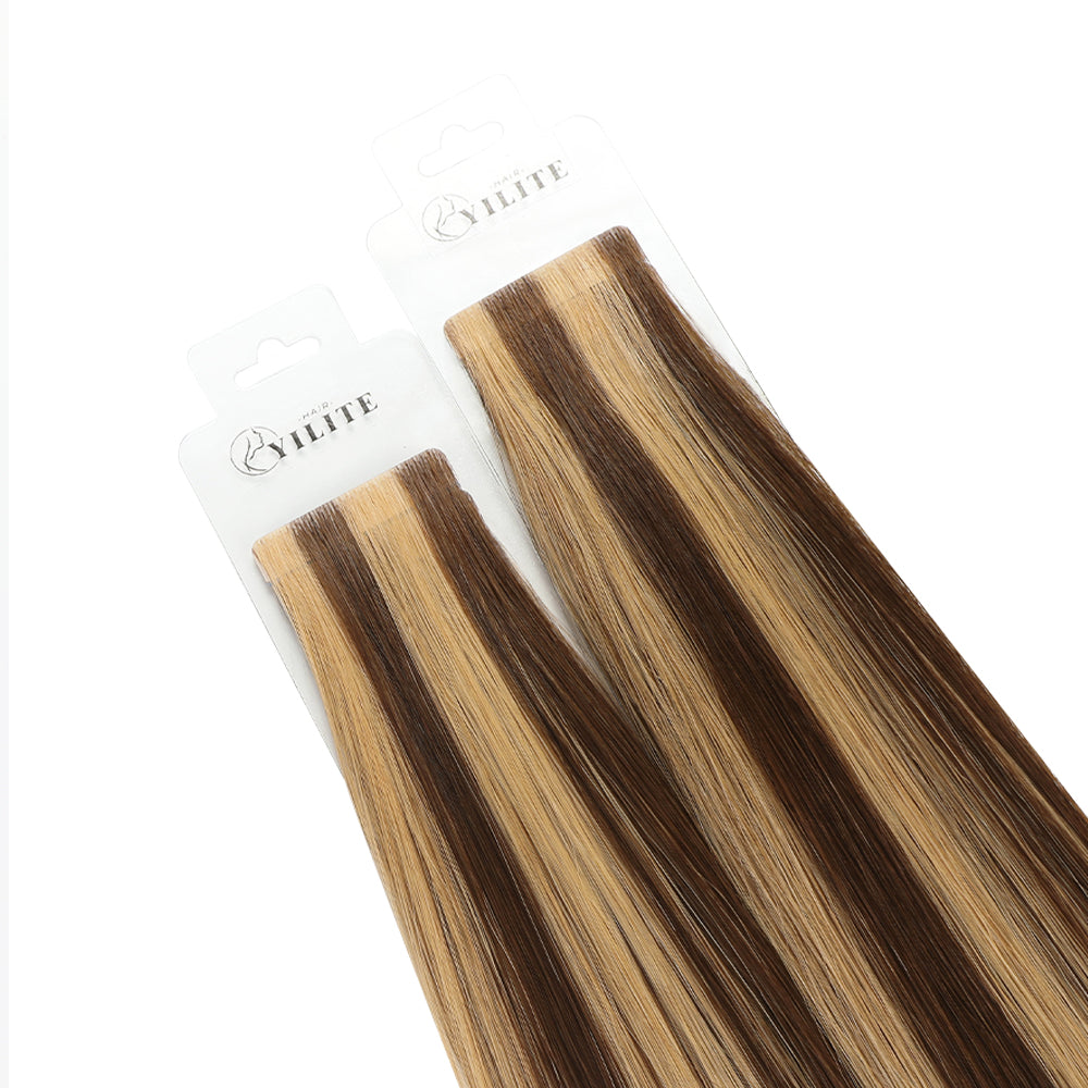 YiliteVip (#P4/27) Caramel Blonde Balayage Invisible Tape In Extensions 20Pcs