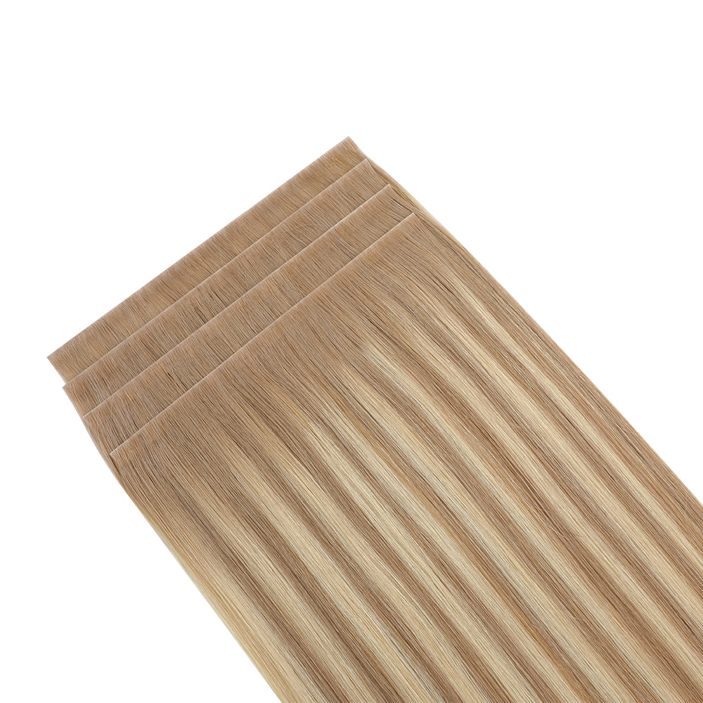 (#T18/18/613) Ash Blonde Balayage Tape Weft Hair Extensions 4Pcs