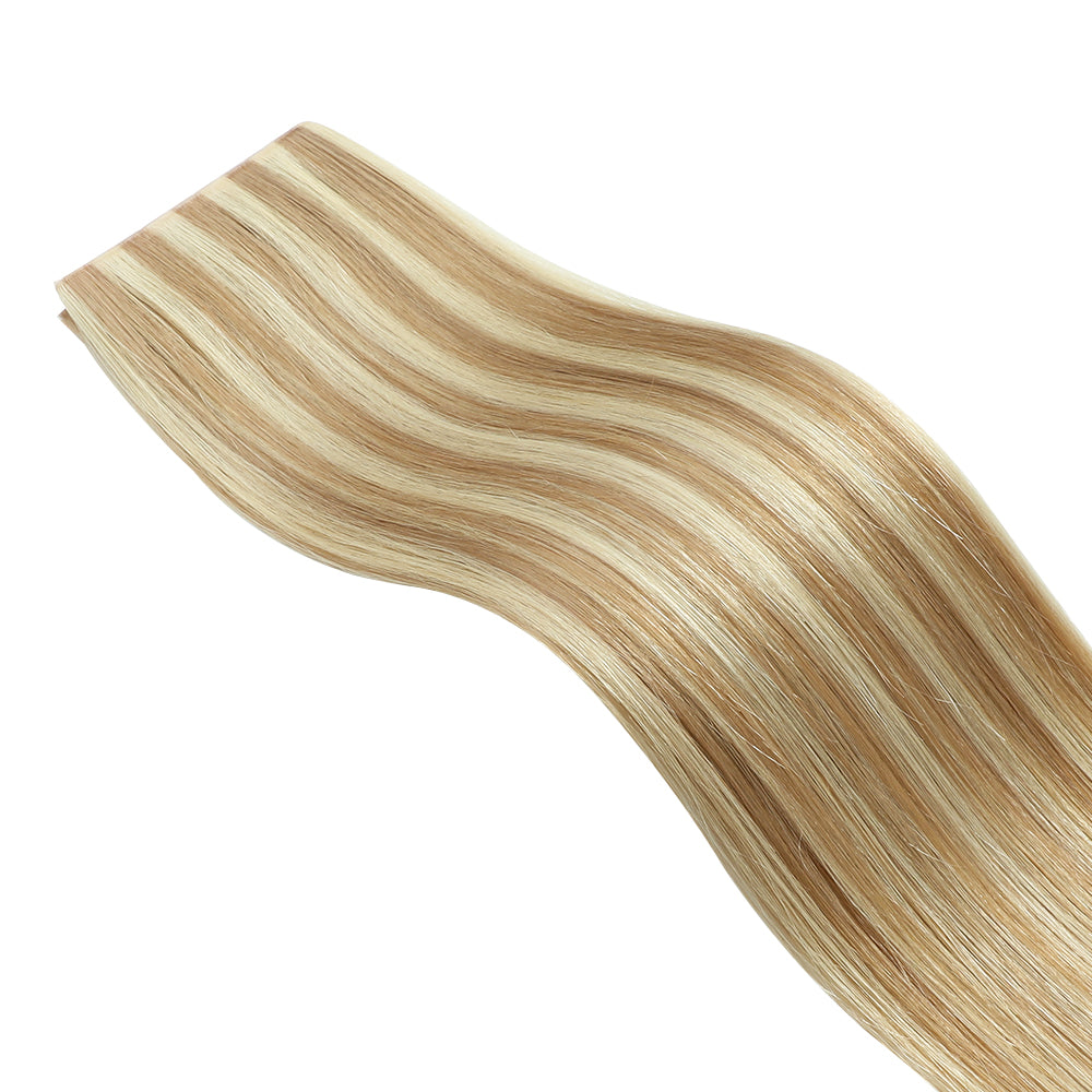 YiliteVip (#P18/613) Ash Blonde Highlights Butterfly Weft Hair Extensions
