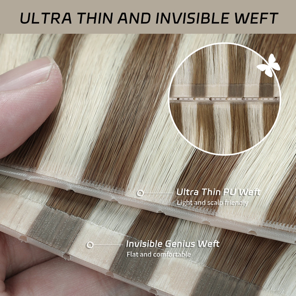 YiliteVip (#P6/613) Chestnut Brown Balayage Butterfly Weft Hair Extensions