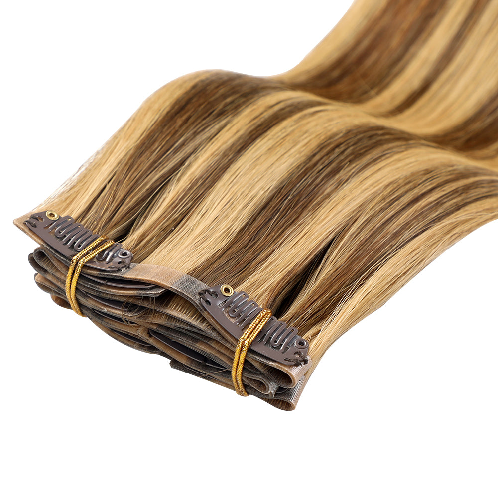 YiliteVip (#P4/27) Caramel Blonde Balayage Seamless Clip Ins 7Pcs