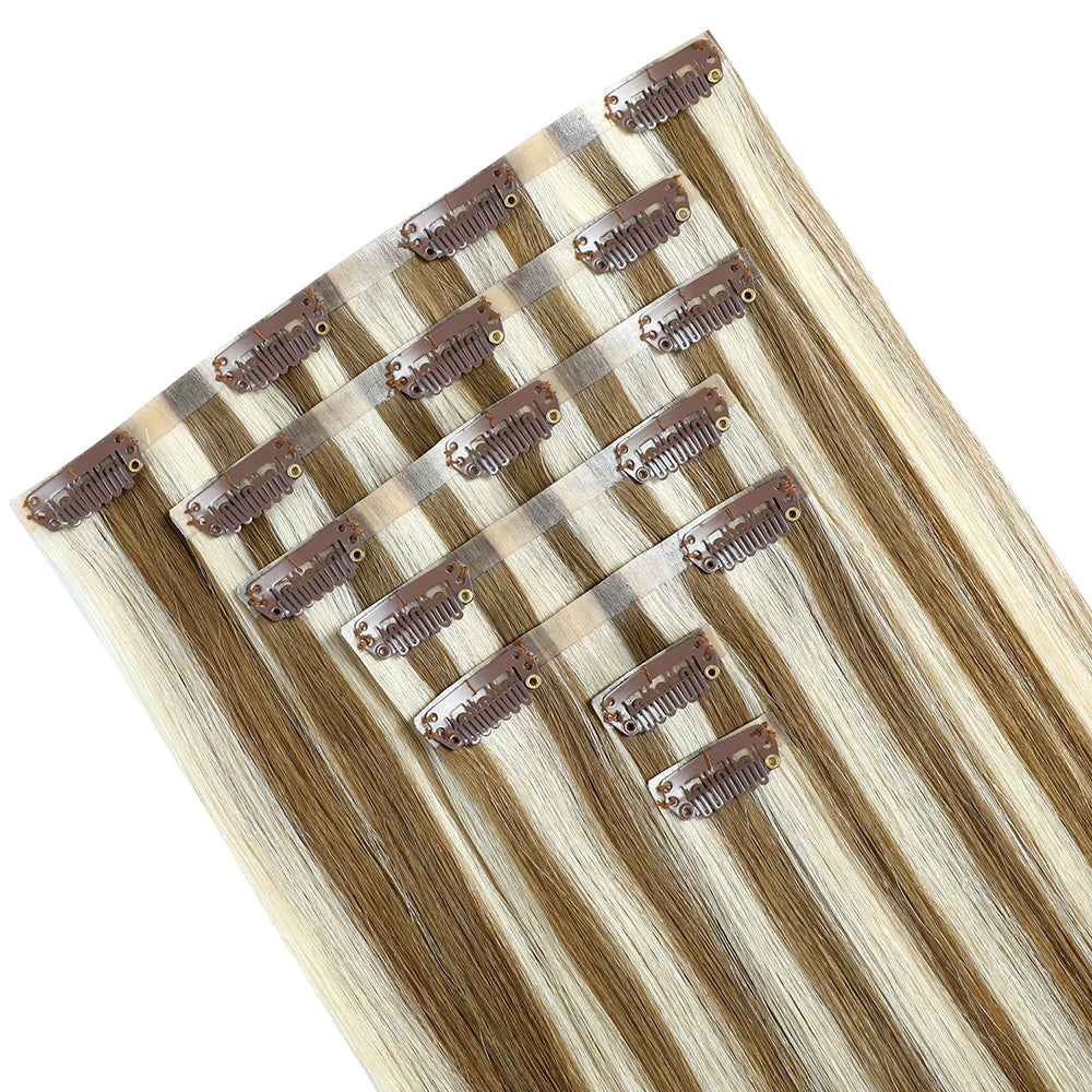 YiliteVip (#P6/613) Chestnut Brown Balayage Seamless Clip Ins 7Pcs