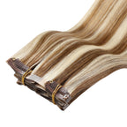 YiliteVip (#P8/60) Light Brown with Blonde Balayage Seamless Clip Ins 7Pcs