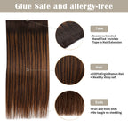 Details of (#P2/6/T2) Tape Weft Hair Extensions: Seamless Tape, Virgin Hair, Thick Ends
