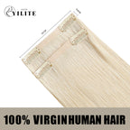 Back View of 2 Clip In Hair Pads with 2 Clips Each, Virgin Human Hair In Color (#60) Platinum Blonde