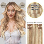 Before and After Wearing (#P18/613) Seamless Clip In Hair Pads, 10cm Wide Piece