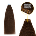 (#4) Chocolate Brown Kinky Straight Invisible Tape Ins 20Pcs