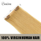 Back View of 2 Clip In Hair Pads with 2 Clips Each, 100% Virgin Human Hair In Color (#27)