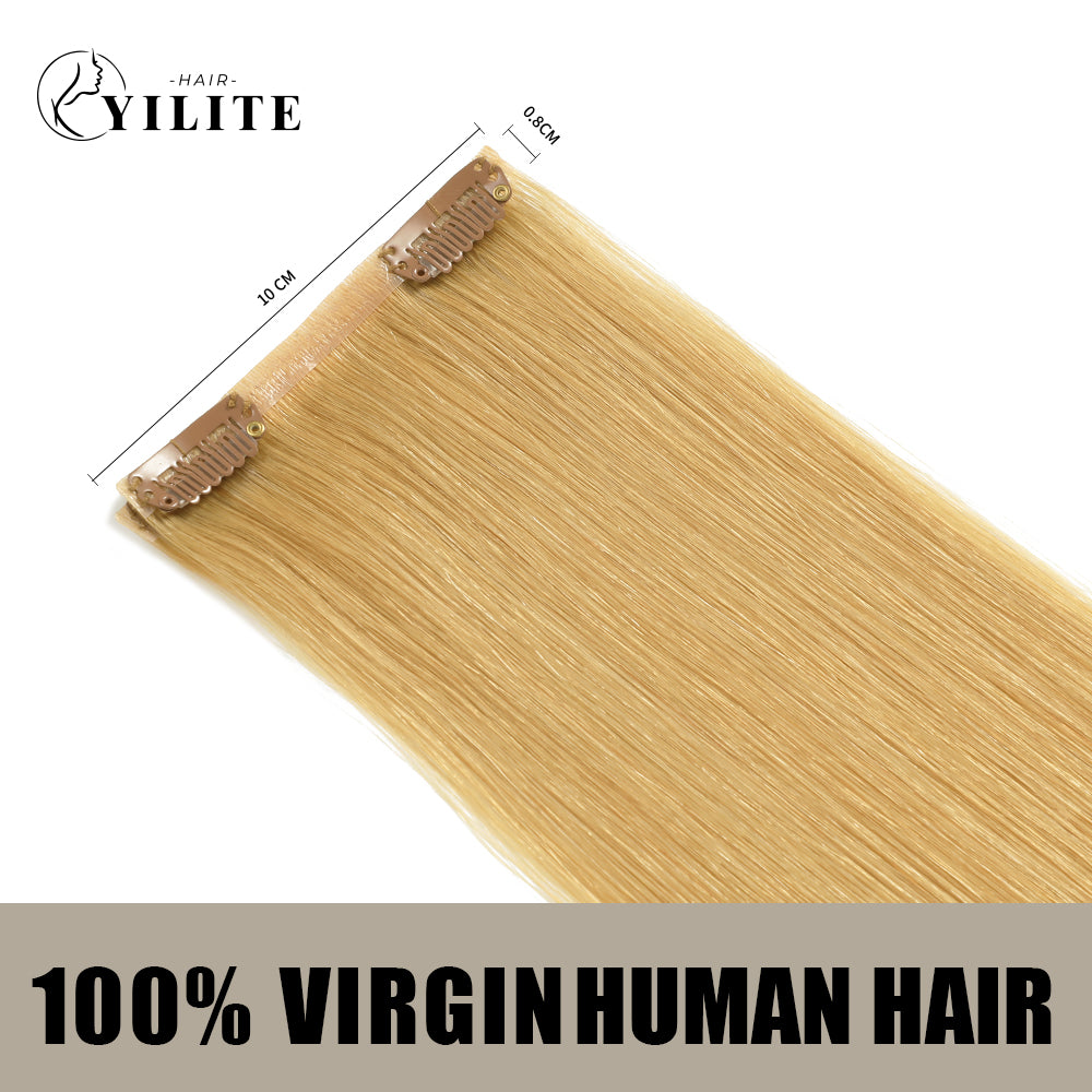 Back View of 2 Clip In Hair Pads with 2 Clips Each, 100% Virgin Human Hair In Color (#27)