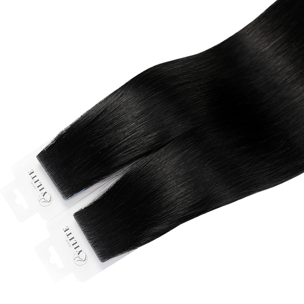 YiliteVip (#1) Jet Black Invisible Tape In Extensions 20Pcs
