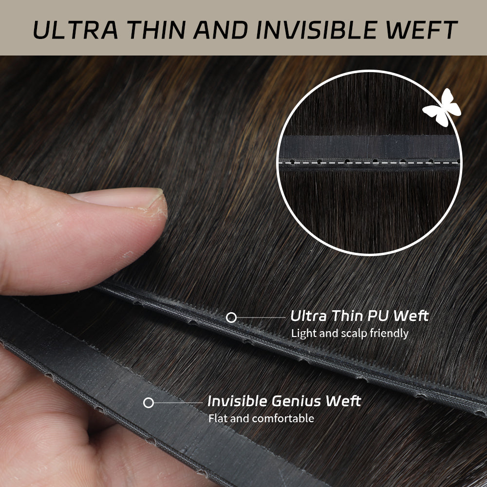 YiliteVip (#P1B/6/T1B) Natural Black Balayage Butterfly Weft Hair Extensions