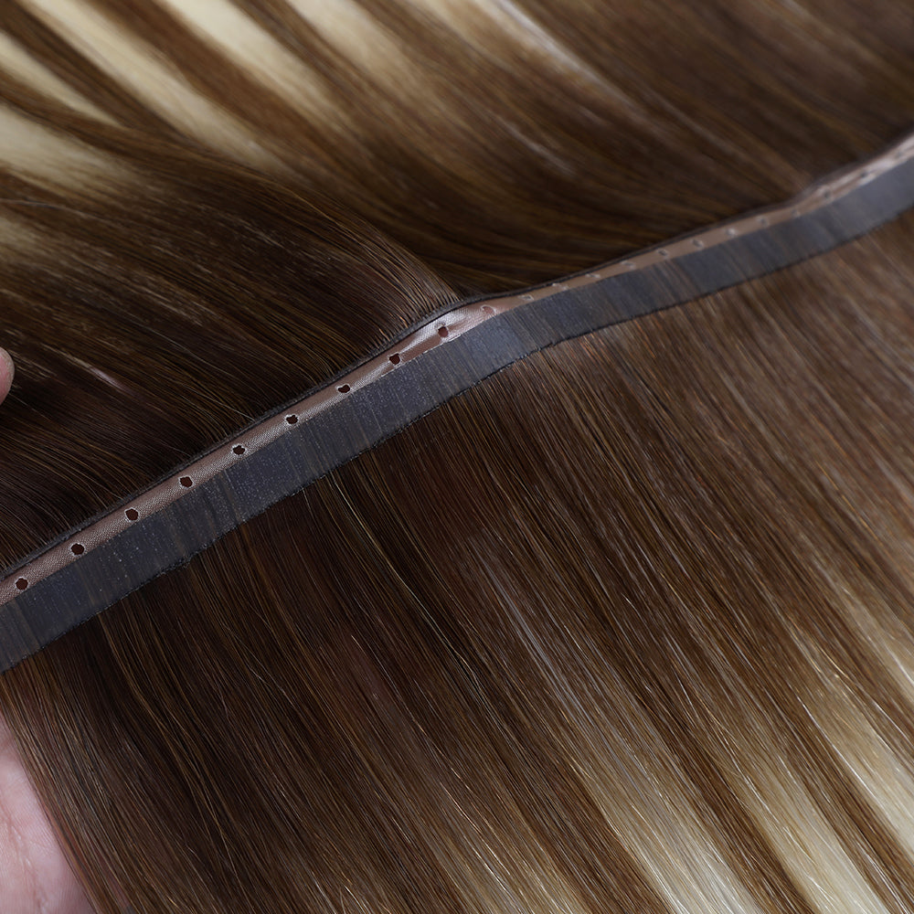 YiliteVip (#P6/613/T4) Brown to Blonde Balayage Butterfly Weft Hair Extensions
