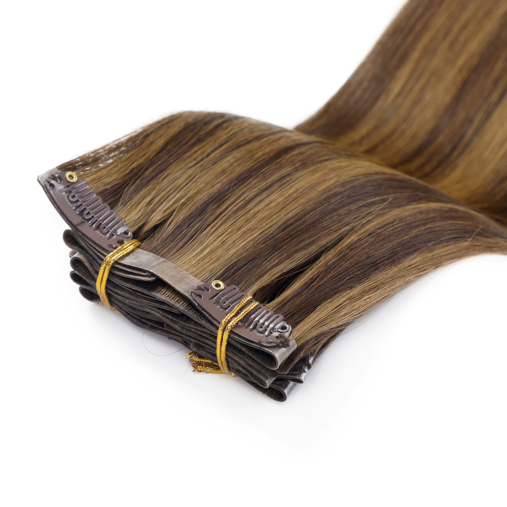 YiliteVip (#P2/6) Darkest Brown Chestnut Balayage Seamless Clip Ins 7Pcs