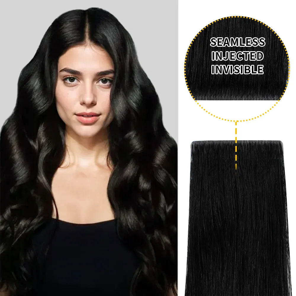 YiliteVip (#1) Jet Black Invisible Tape In Extensions 20Pcs