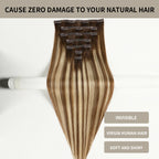 (#P6/613/T4) Seamless Clip-In Extensions with Invisible Clips, Virgin Human Hair