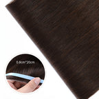 Close-up of (#2) Darkest Brown Tape Weft Hair Extensions