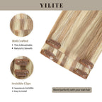 Clip In Hair Pads (2 Pieces) with Front View Thumbnail and Close-up of Clips (#P18/613)