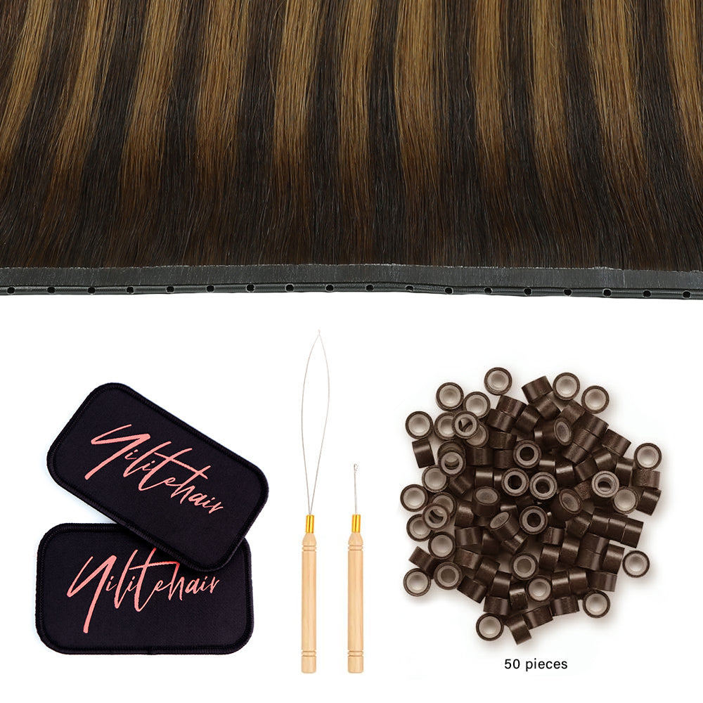 YiliteVip (#P2/6/T2) Darkest Brown Balayage Butterfly Weft Hair Extensions
