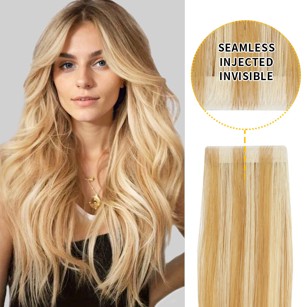 YiliteVip (#P27/613) Strawberry Blonde Bleach Blonde Invisible Tape In Extensions 20Pcs
