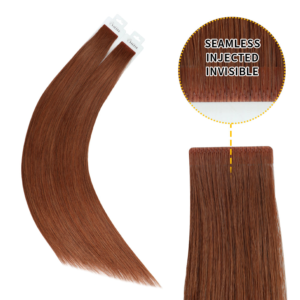 YiliteVip (#33) Dark Auburn Invisible Tape In Extensions 20Pcs