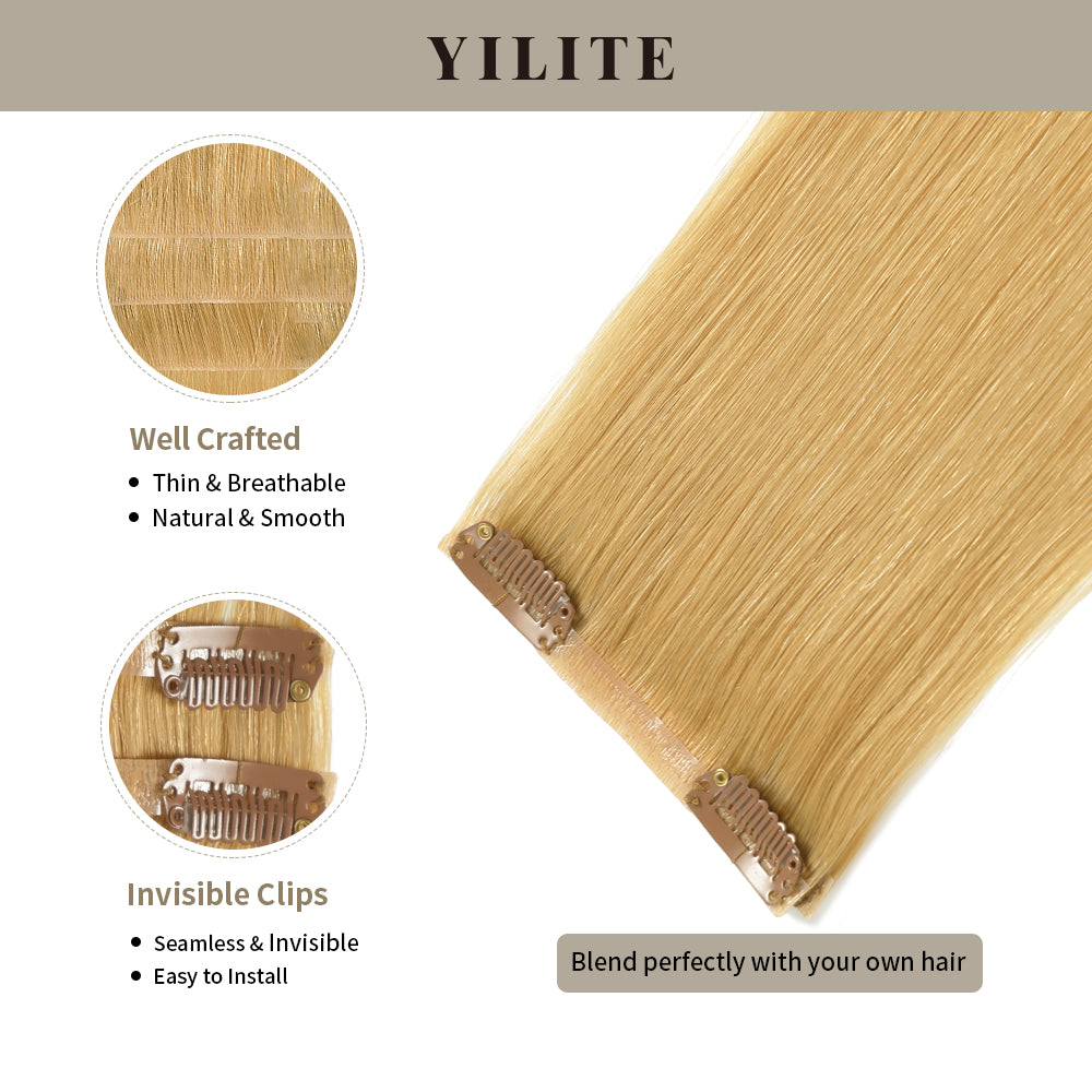Clip In Hair Pads (2 Pieces) with Front View Thumbnail and Close-up of Clips (#27)