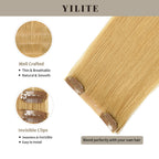 Clip In Hair Pads (2 Pieces) with Front View Thumbnail and Close-up of Clips (#27)