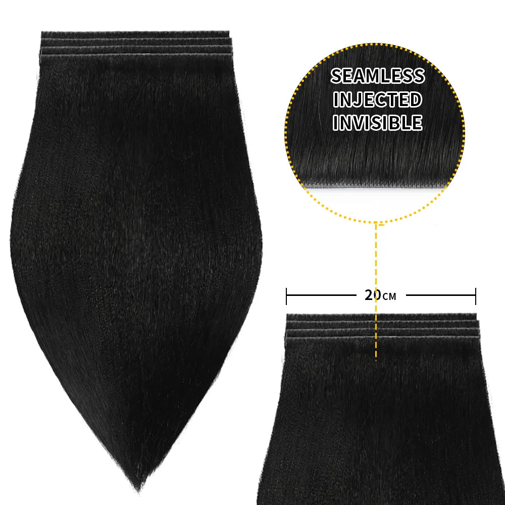 (#1) Jet Black Tape Weft Hair Extensions 20CM 4Pcs