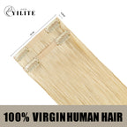 Back View of 2 Clip In Hair Pads with 2 Clips Each, Virgin Human Hair In Color (#613) Bleach Blonde