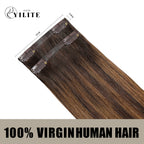 Back View of 2 Clip In Hair Pads with 2 Clips Each, 100% Virgin Human Hair In Color (#P2/6/T2)