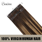 Back View of 2 Clip In Hair Pads with 2 Clips Each, 100% Virgin Human Hair In Color (#P4/27/T4) 