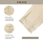 Clip In Hair Pads (2 Pieces) with Front View Thumbnail and Close-up of Clips (#60) Platinum Blonde