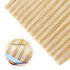 Close-up of (#P27/613) Strawberry Blonde Bleach Blonde Tape Weft Hair Extensions