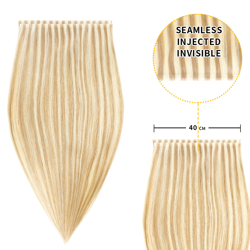 40*0.8cm long invisible tape in hair extensions 2Pcs virgin human hair (#P18/613)