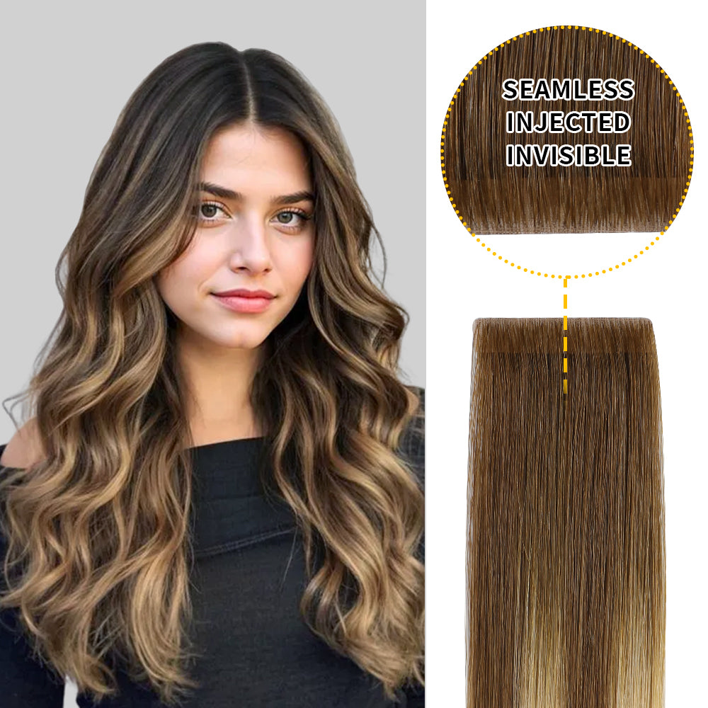 YiliteVip (#P6/613/T4) Brown to Blonde Balayage Invisible Tape In Extensions 20Pcs