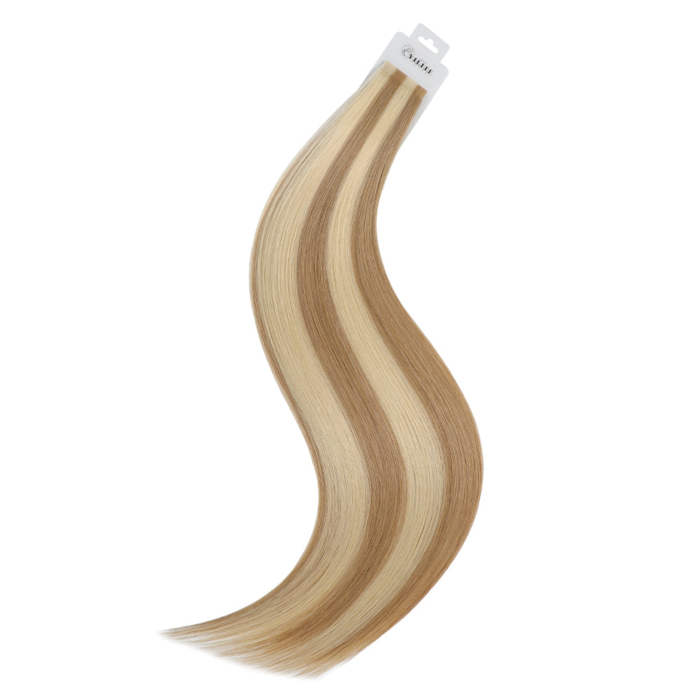 YiliteVip (#P18/613) Ash Blonde Highlights Invisible Tape In Extensions 20Pcs