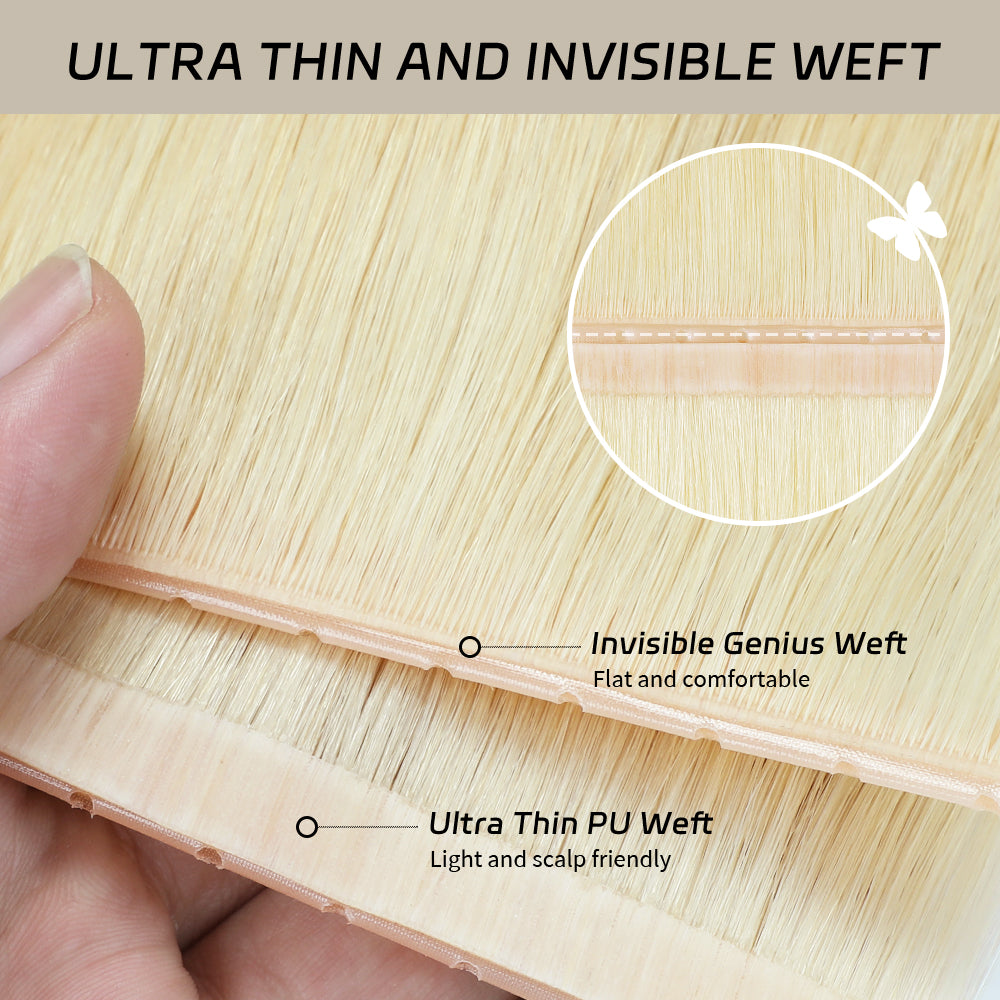 YiliteVip (#60) Platinum Blonde Butterfly Weft Hair Extensions