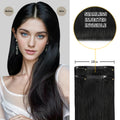 Before and After Wearing (#1) Jet Black Seamless Clip In Hair Pads, 10cm Wide Piece