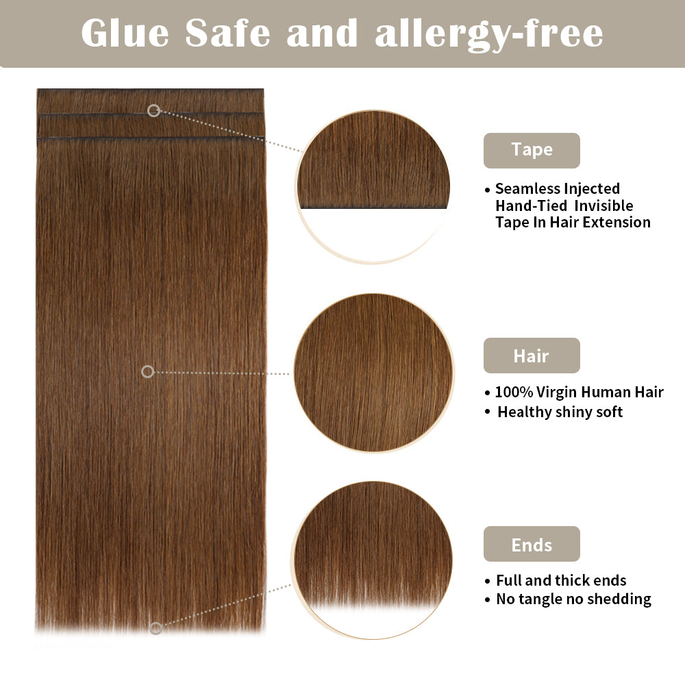 YiliteVip (#6) Chestnut Brown Tape Weft Hair Extensions