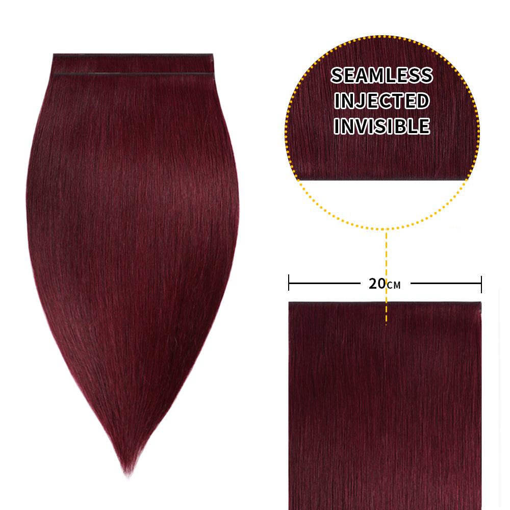 (#99J) Burgundy Tape Weft Hair Extensions 20CM 4Pcs