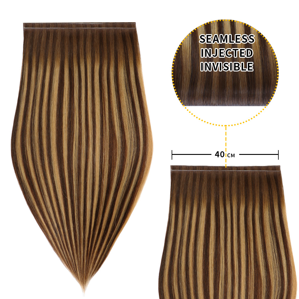 40*0.8cm long invisible tape in hair extensions 2Pcs virgin human hair (#P4/27/T4)