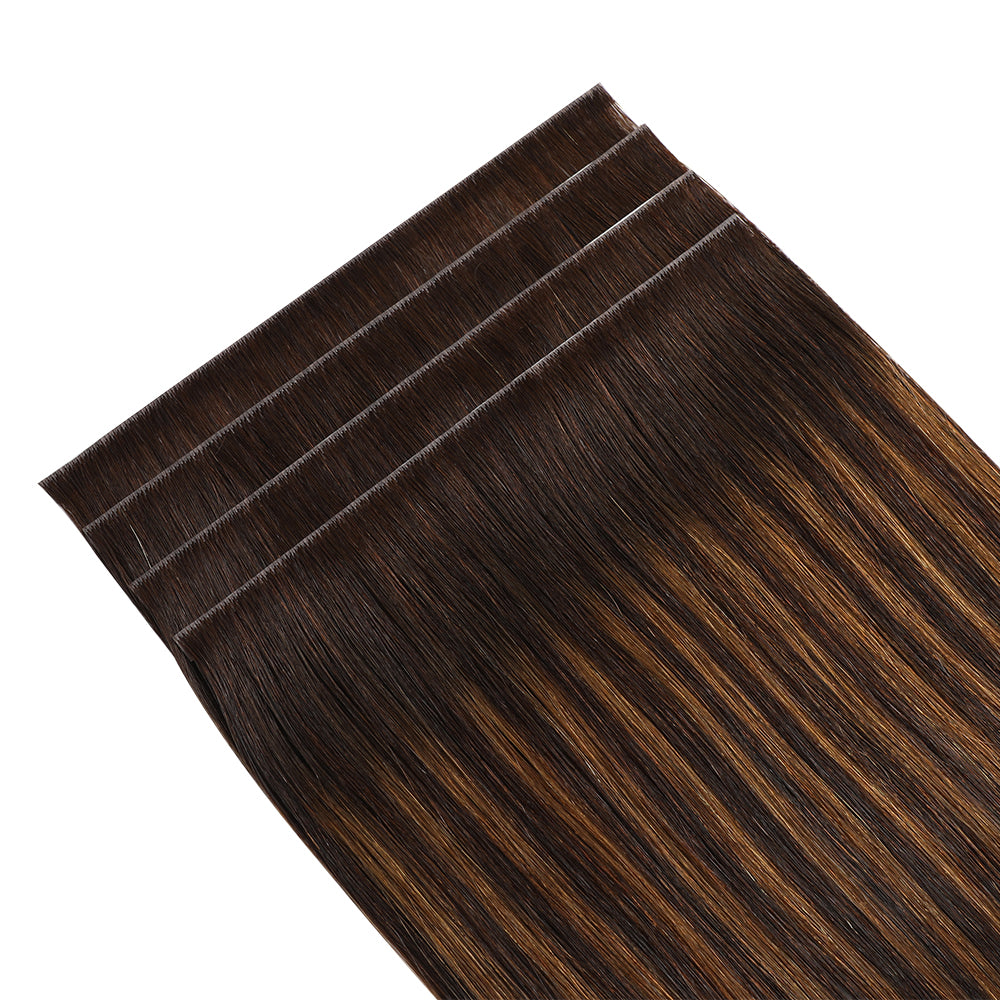 (#P2/6/T2) Darkest Brown Balayage Tape Weft Hair Extensions