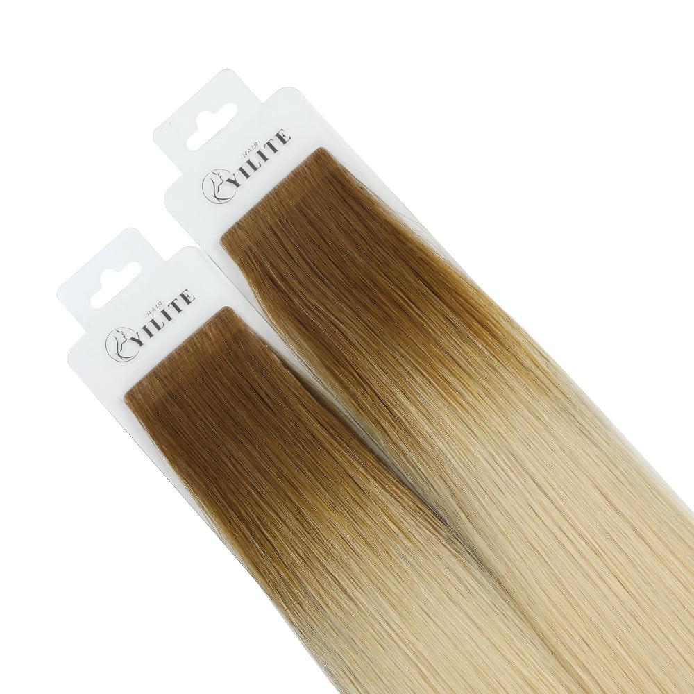 YiliteVip (#T8/60) Light Brown to Platinum Blonde Invisible Tape In Extensions 20Pcs