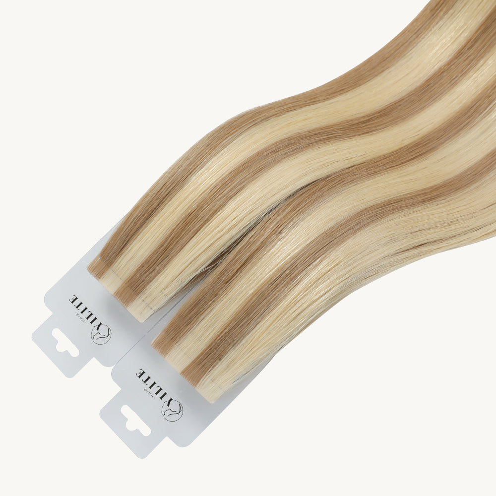 YiliteVip (#P18/613) Ash Blonde Highlights Invisible Tape In Extensions 20Pcs
