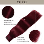(#99J) Burgundy Invisible Wire Hair Extensions with Salon Quality and Thick Hair Ends 