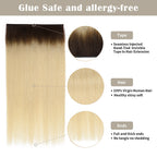 Details of (#T2/60) Tape Weft Hair Extensions: Seamless Tape, Virgin Hair, Thick Ends